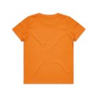 Plain orange short-sleeve T-shirt shown from the back on a white background.