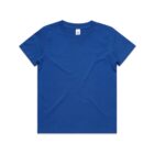 Plain blue short-sleeve T-shirt on a white background.