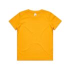 Plain yellow short-sleeve t-shirt laid flat on a white background.