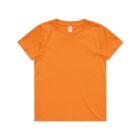 Plain orange short-sleeve t-shirt on a white background.
