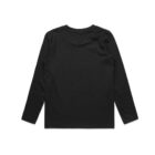 Long-sleeve black t-shirt shown from the back on a white background.