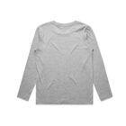 Gray long-sleeve shirt laid flat, shown from the back against a white background.