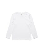 Plain white long-sleeve t-shirt laid flat on a white background.