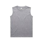 Sleeveless gray tank top displayed on a white background.