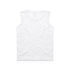 A plain white sleeveless tank top shown from the back on a white background.