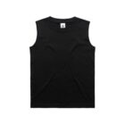 Sleeveless black tank top on a plain white background.