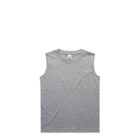 Sleeveless gray tank top laid flat on a white background.