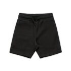 Black drawstring shorts with an elastic waistband, displayed on a white background.