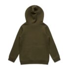 Olive green hooded sweatshirt shown from the back, with long sleeves and no visible design.