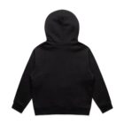 Black hooded sweatshirt shown from the back against a white background.