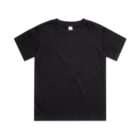 Plain black short-sleeve t-shirt on a white background.