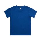 Plain blue short-sleeve t-shirt on a white background.