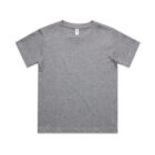 Plain gray short-sleeve t-shirt laid flat on a white background.