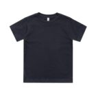 Plain black short-sleeve t-shirt laid flat on a white background.