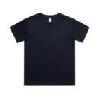 Plain black short-sleeve t-shirt laid flat on a white background.