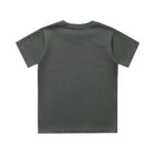 Plain dark gray short-sleeve t-shirt shown from the back on a white background.