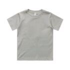 Plain light grey short-sleeve t-shirt laid flat on a white background.