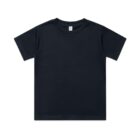Plain black short-sleeve t-shirt laid flat on a white background.
