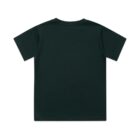 Plain black short-sleeve t-shirt laid flat, shown from the back.