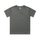 Gray short-sleeve T-shirt laid flat on a white background.