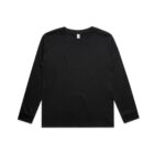Plain black long-sleeve t-shirt on a white background.