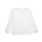 Plain white long-sleeve t-shirt laid flat on a white background.