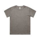 Plain gray short-sleeve t-shirt laid flat on a white background.