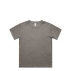 Plain gray short-sleeve t-shirt laid flat on a white background.