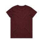 Plain maroon short-sleeve t-shirt shown from the back against a white background.