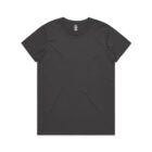 Plain black short-sleeve t-shirt laid flat on a white background.