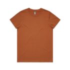 Plain burnt orange short-sleeve t-shirt displayed on a white background.