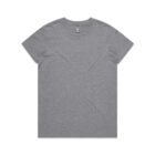 Plain gray short-sleeve t-shirt laid flat on a white background.