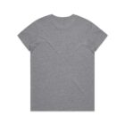 Plain gray short-sleeve t-shirt laid flat, viewed from the back.