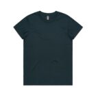 Plain dark green short-sleeve t-shirt laid flat on a white background.