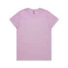 Plain light purple t-shirt laid flat on a white background.