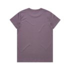 Plain purple t-shirt displayed flat with the back side facing up against a white background.