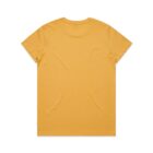 Plain yellow short-sleeve t-shirt laid flat, viewed from the back.