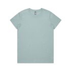 Light blue short-sleeve crew neck t-shirt laid flat on a white background.