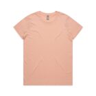 Plain light pink short-sleeve t-shirt laid flat on a white background.