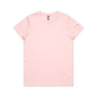Plain light pink short-sleeve t-shirt laid flat on a white background.