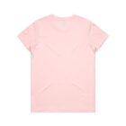 Plain light pink t-shirt laid flat, shown from the back.
