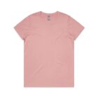 Plain light pink short-sleeve t-shirt laid flat on a white background.