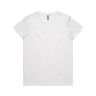 Plain white short-sleeve t-shirt laid flat on a white background.
