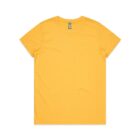 Plain yellow short-sleeve t-shirt laid flat on a white background.