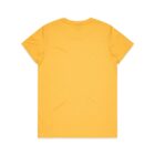Plain yellow t-shirt laid flat, viewed from the back against a white background.
