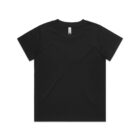 Plain black short-sleeve t-shirt laid flat on a white background.