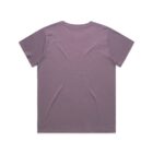 Plain lavender T-shirt laid flat, viewed from the back against a white background.
