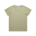 Plain light green short-sleeve t-shirt laid flat on a white background.