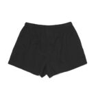 Black cotton boxer shorts with an elastic waistband, laid flat on a white background.