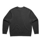 Black crewneck sweatshirt shown from the back, laid flat on a white background.